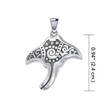 Silver Aboriginal Manta Ray Pendant TPD5394 - Jewelry