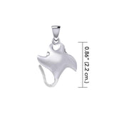 Small Manta Ray Silver Pendant TPD5399 - Jewelry