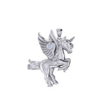 Mythical Unicorn Silver Pendant with Gemstone TPD5401 - Jewelry