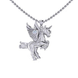Mythical Unicorn Silver Pendant with Gemstone TPD5401 - Jewelry