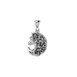 Mythical Moon Unicorn Silver Pendant with Gemstone TPD5406