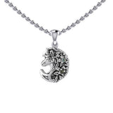 Mythical Moon Unicorn Silver Pendant with Gemstone TPD5406 - Jewelry