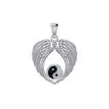 Feel the Tranquil in Angels Wings Silver Pendant with Yin Yang TPD5454