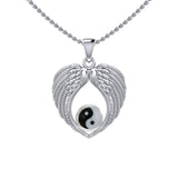 Feel the Tranquil in Angels Wings Silver Pendant with Yin Yang TPD5454 - Jewelry