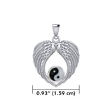 Feel the Tranquil in Angels Wings Silver Pendant with Yin Yang TPD5454 - Jewelry