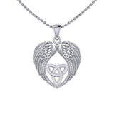 Feel the Tranquil in Angels Wings Silver Pendant with Trinity Knot TPD5456 - Jewelry