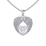 Feel the Tranquil in Angels Wings Silver Pendant with Trinity Knot TPD5456 - Jewelry