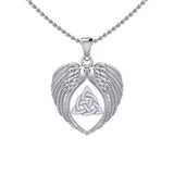 Feel the Tranquil in Angels Wings Silver Pendant with Triquetra TPD5457 - Jewelry