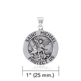 Saint Michael Silver Pendant (Large 25 mm.) TPD5469 - Jewelry