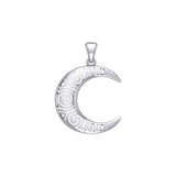 Spiral Crescent Moon Sterling Silver Pendant TPD5477