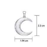 Spiral Crescent Moon Silver Pendant TPD5477