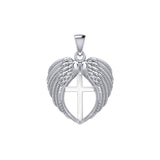 Feel the Tranquil in Angels Wings Silver Pendant with Cross TPD5481 - Jewelry