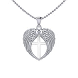 Feel the Tranquil in Angels Wings Silver Pendant with Cross TPD5481 - Jewelry