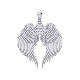 Guardian Angel Wings Silver Pendant with Aquarius Zodiac Sign TPD5513 - Jewelry