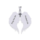 Guardian Angel Wings Silver Pendant with Aquarius Zodiac Sign TPD5513 - Jewelry