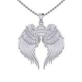 Guardian Angel Wings Silver Pendant with Aquarius Zodiac Sign TPD5513 - Jewelry