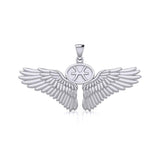 Guardian Angel Wings Silver Pendant with Pisces Zodiac Sign TPD5514