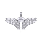 Guardian Angel Wings Silver Pendant with Pisces Zodiac Sign TPD5514 - Jewelry