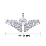 Guardian Angel Wings Silver Pendant with Pisces Zodiac Sign TPD5514 - Jewelry