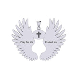 Guardian Angel Wings Silver Pendant with Aries Zodiac Sign TPD5515 - Jewelry