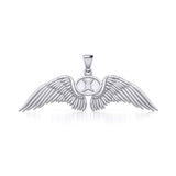 Guardian Angel Wings Silver Pendant with Gemini Zodiac Sign TPD5517 - Jewelry