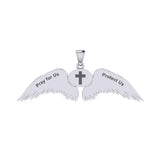 Guardian Angel Wings Silver Pendant with Gemini Zodiac Sign TPD5517 - Jewelry