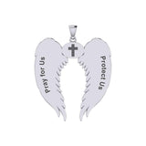 Guardian Angel Wings Silver Pendant with Cancer Zodiac Sign TPD5518 - Jewelry