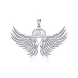 Guardian Angel Wings Silver Pendant with Leo Zodiac Sign TPD5519