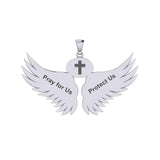 Guardian Angel Wings Silver Pendant with Leo Zodiac Sign TPD5519 - Jewelry