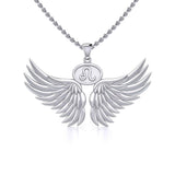 Guardian Angel Wings Silver Pendant with Leo Zodiac Sign TPD5519 - Jewelry