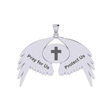 Guardian Angel Wings Silver Pendant with Virgo Zodiac Sign TPD5520 - Jewelry