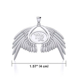 Guardian Angel Wings Silver Pendant with Virgo Zodiac Sign TPD5520 - Jewelry