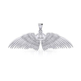 Guardian Angel Wings Silver Pendant with Libra Zodiac Sign TPD5521