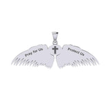 Guardian Angel Wings Silver Pendant with Libra Zodiac Sign TPD5521 - Jewelry