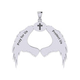 Guardian Angel Wings Silver Pendant with Sagittarius Zodiac Sign TPD5523 - Jewelry
