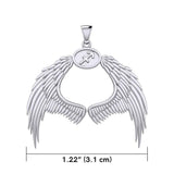 Guardian Angel Wings Silver Pendant with Sagittarius Zodiac Sign TPD5523 - Jewelry