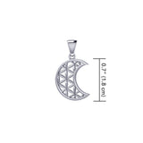 The Flower of Life in Crescent Moon Sterling Silver Pendant TPD5524 - Jewelry