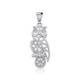 Silver Flower of Life Owl Pendant TPD5612