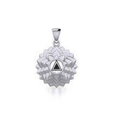Crown Chakra with Recovery Stone Symbols Silver Pendant TPD5631 - Jewelry