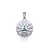 Crown Chakra with Recovery Stone Symbols Silver Pendant TPD5631 - Jewelry