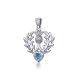 Thistle Silver Pendant with Heart Gemstone TPD5637 - Jewelry