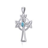Sterling Silver Celtic Cross Pendant with Marquise Gemstone TPD5639 - Jewelry