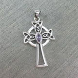 Sterling Silver Celtic Cross Pendant with Marquise Gemstone TPD5639 - Jewelry