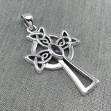 Sterling Silver Celtic Cross Pendant with Marquise Gemstone TPD5639 - Jewelry