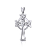 Sterling Silver Celtic Cross Pendant with Marquise Gemstone TPD5639 - Jewelry