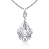 Celtic Peacock Tail Silver Pendant with Gemstone TPD5640 - Jewelry