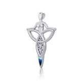 Celtic Trinity Knot Goddess Silver Pendant with Inlay TPD5654 - Jewelry