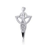 Celtic Trinity Knot Goddess Silver Pendant with Inlay TPD5654 - Jewelry