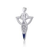 Celtic Trinity Knot Goddess Silver Pendant with Inlay TPD5654 - Jewelry