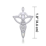 Celtic Trinity Knot Goddess Silver Pendant with Inlay TPD5654 - Jewelry